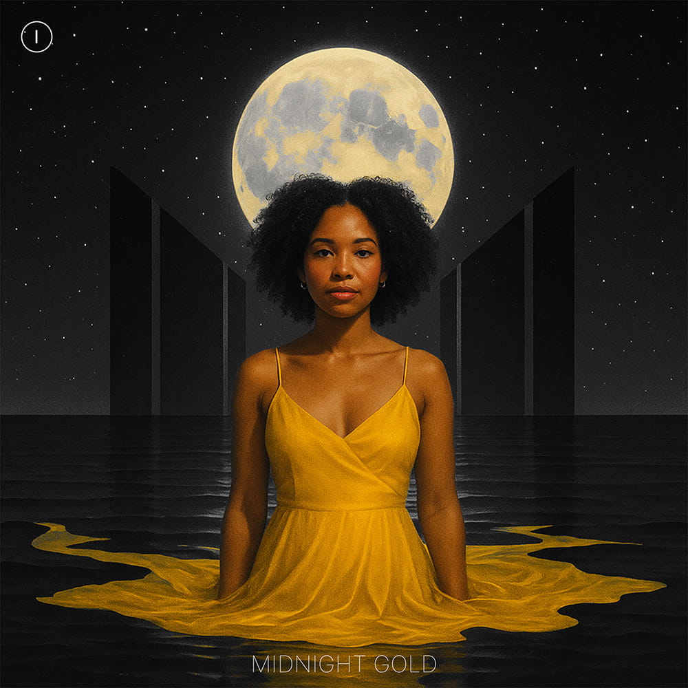 Marley Lux Midnight Gold Album Cover - Afrofuturist R&B neo-soul album artwork